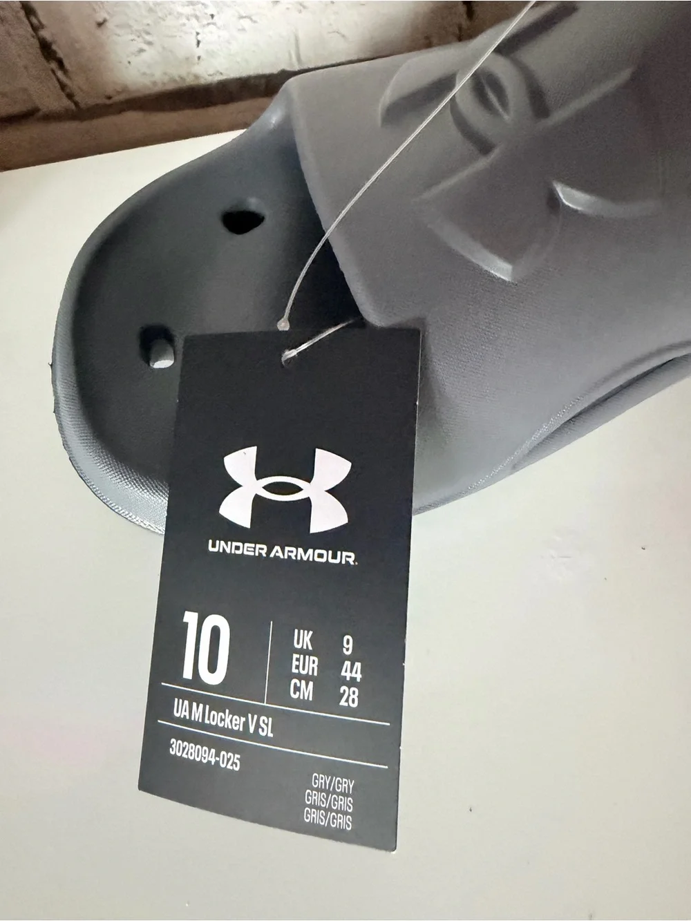 Under Armour Men's Size 10 Locker V Slide Sandals. Castlerock Grey. NWT